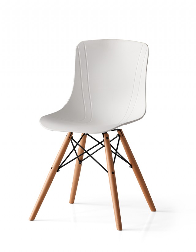 Meyra Sandalye - Beyaz - Metal & Ahşap