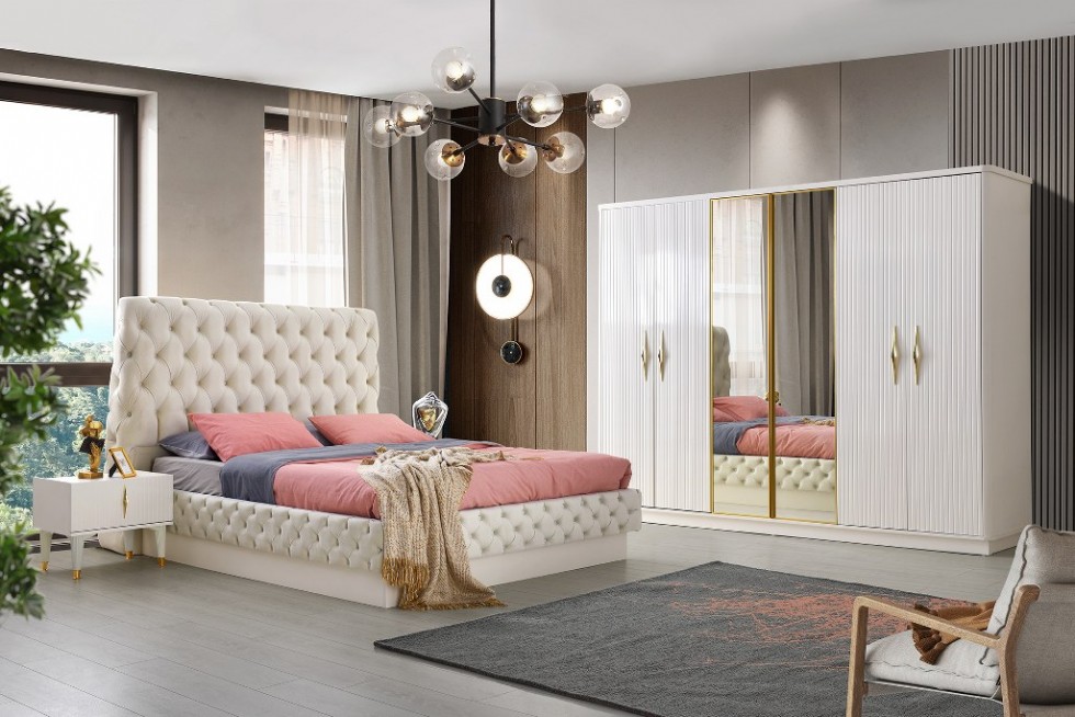 Palmira Yatak Odası Takımı 6 Kapaklı Modern Lüks Yatak Odası Mobilya