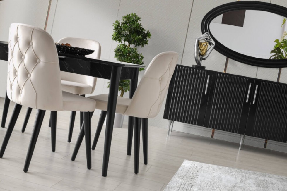 Marsilya Yemek Odası Masa Sandalye Tv Ünitesi Aynalı Konsol Modern