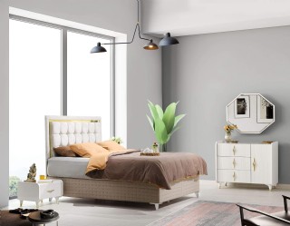 Doğa Yatak Odası Mobilya Takımı Modern Tasarım 6 Kapak Aynalı Gardırop