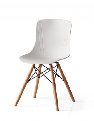 Meyra Sandalye - Beyaz - Metal & Ahşap