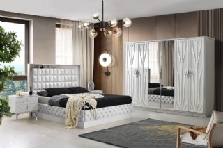 Olivia Yatak Odası Takımı 6 Kapaklı Aynalı Modern Yatak Odası Mobilya