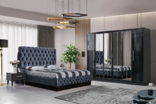 Oscar Yatak Odası Takımı 6 Kapaklı Aynalı Modern Yatak Odası Mobilya
